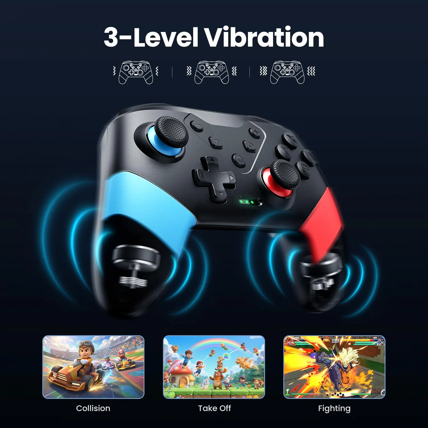 VOYEE Switch Controller for Switch/Lite/OLED, Pro Controller Red-Blue