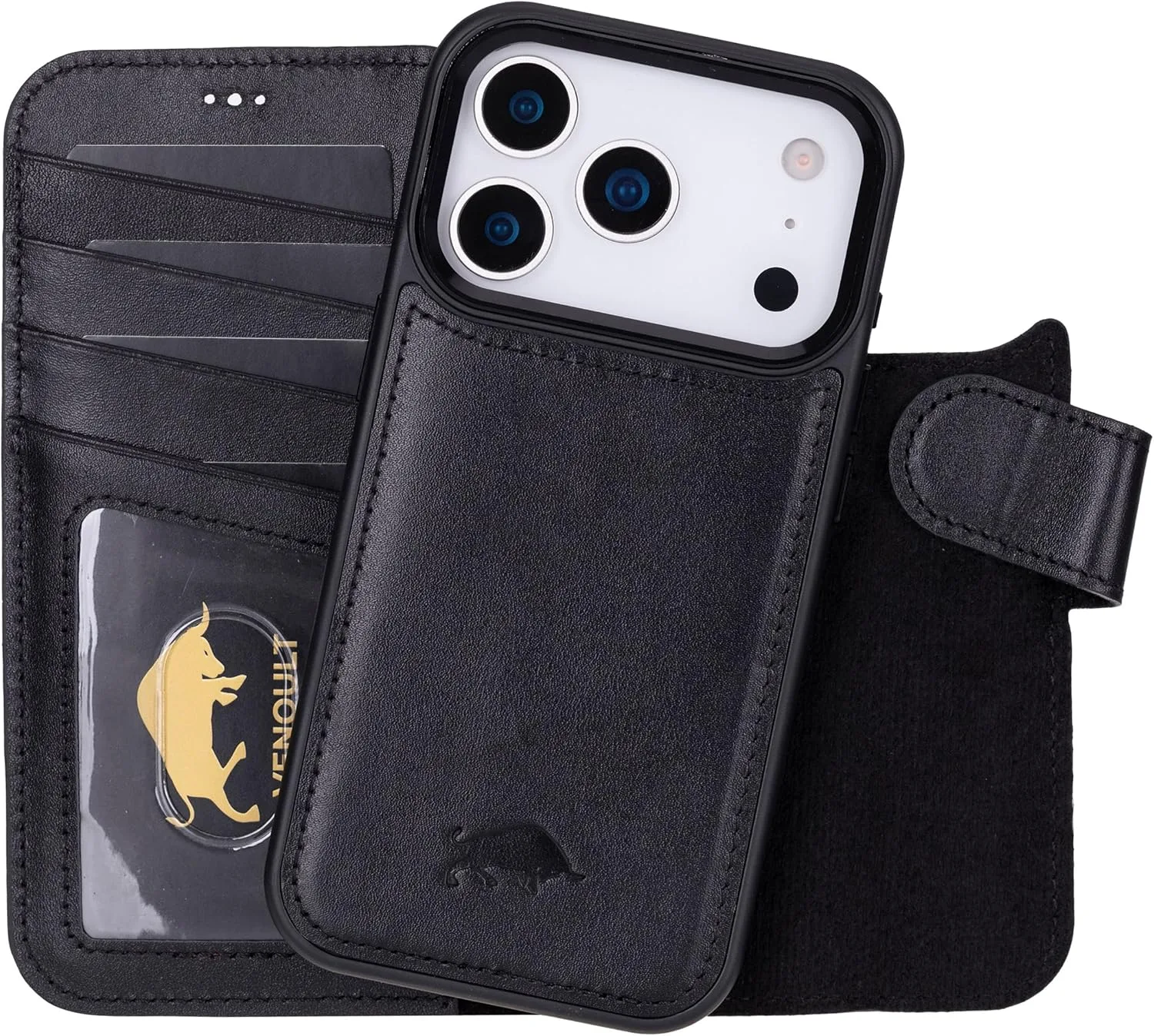 VENOULT Detachable Wallet Case for iPhone 18/17 Pro, Full Grain Leather