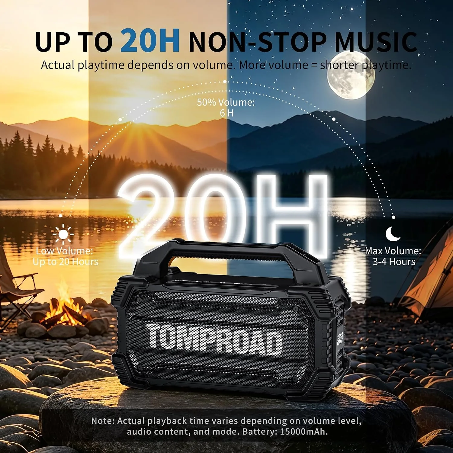Portable Bluetooth Speaker, 160W Peak Loud Outdoor Speaker, IPX6 Waterproof