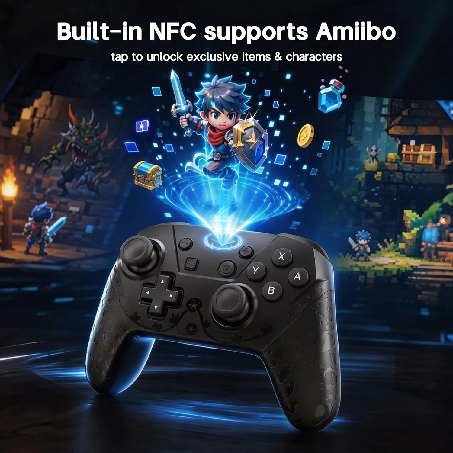 YAEYE Wireless Switch Pro Controller with NFC Amiibo, 1000mAh Battery Switch Controller for Nintendo Switch/Switch Lite/Switch OLED/PC, Gamepad with 6-Axis Gyro Dual Vibration Screenshot