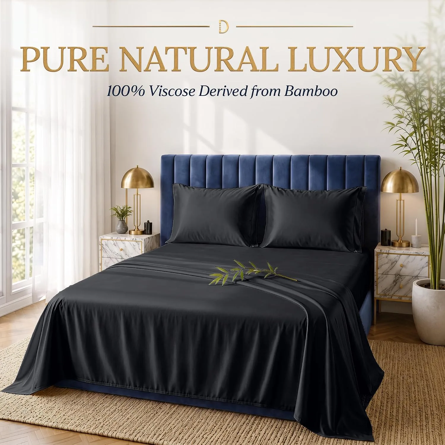 DECOLURE 100% Viscose from Bamboo Sheets Twin Size | 3 Pc Cooling Bed Set