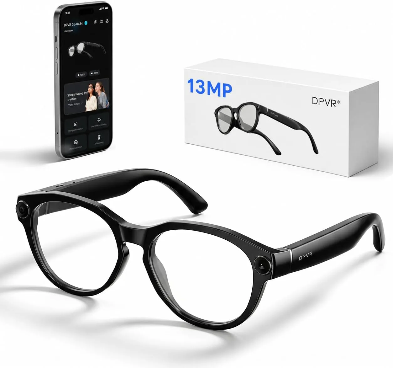G5 AI Smart Glasses with Camera and Bluetooth, 13MP Video Recording Glasses