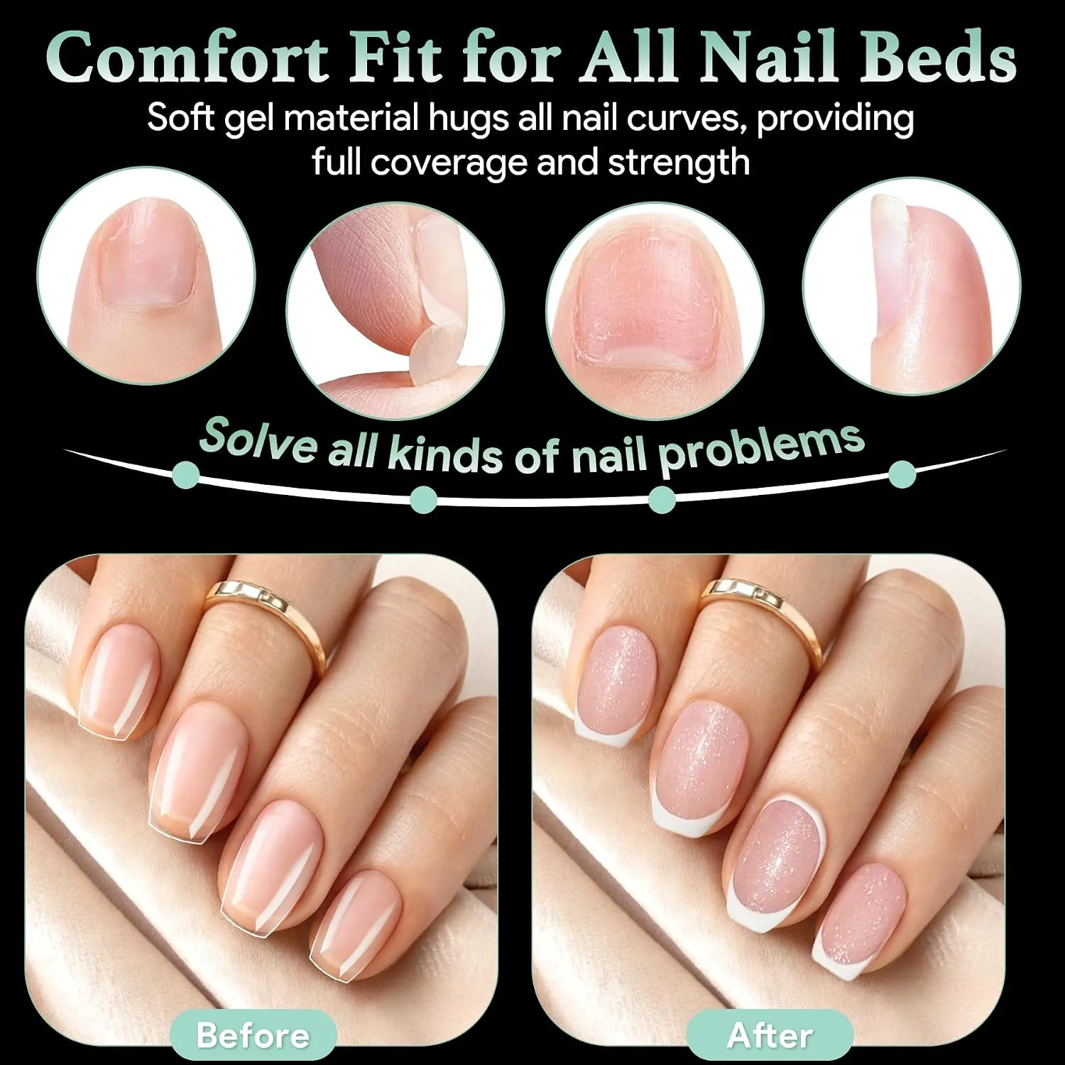 Leykosh Extra Short Coffin Nail Tips, 15 Sizes 330 PCS Clear