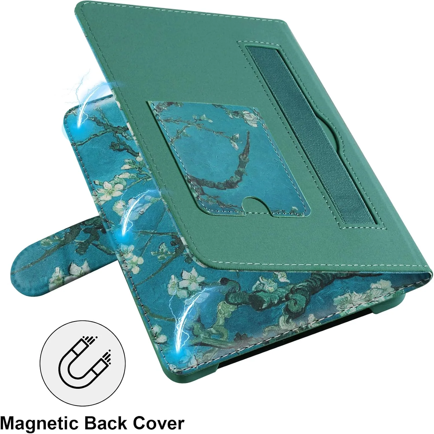 HoYiXi Universal Case for 6-inch Kindle eReader Compatible with Kobo/Voyaga/Pocketbook/Tolino E-Book Reader,6'' eReader Protective Cover with Built-in Card Slot,Flower