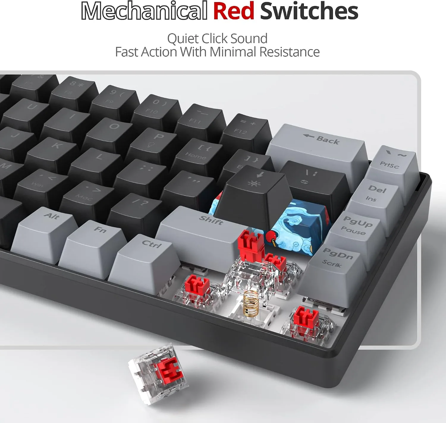 Owpkeenthy Portable 65% Percent Mechanical Gaming Keyboard, Mini Wired Ultra Compact RGB 68 Keys Office Keyboard with Red Switch Backlit for PC/PS5/XBOX(Dark/ 68 Red Switch)