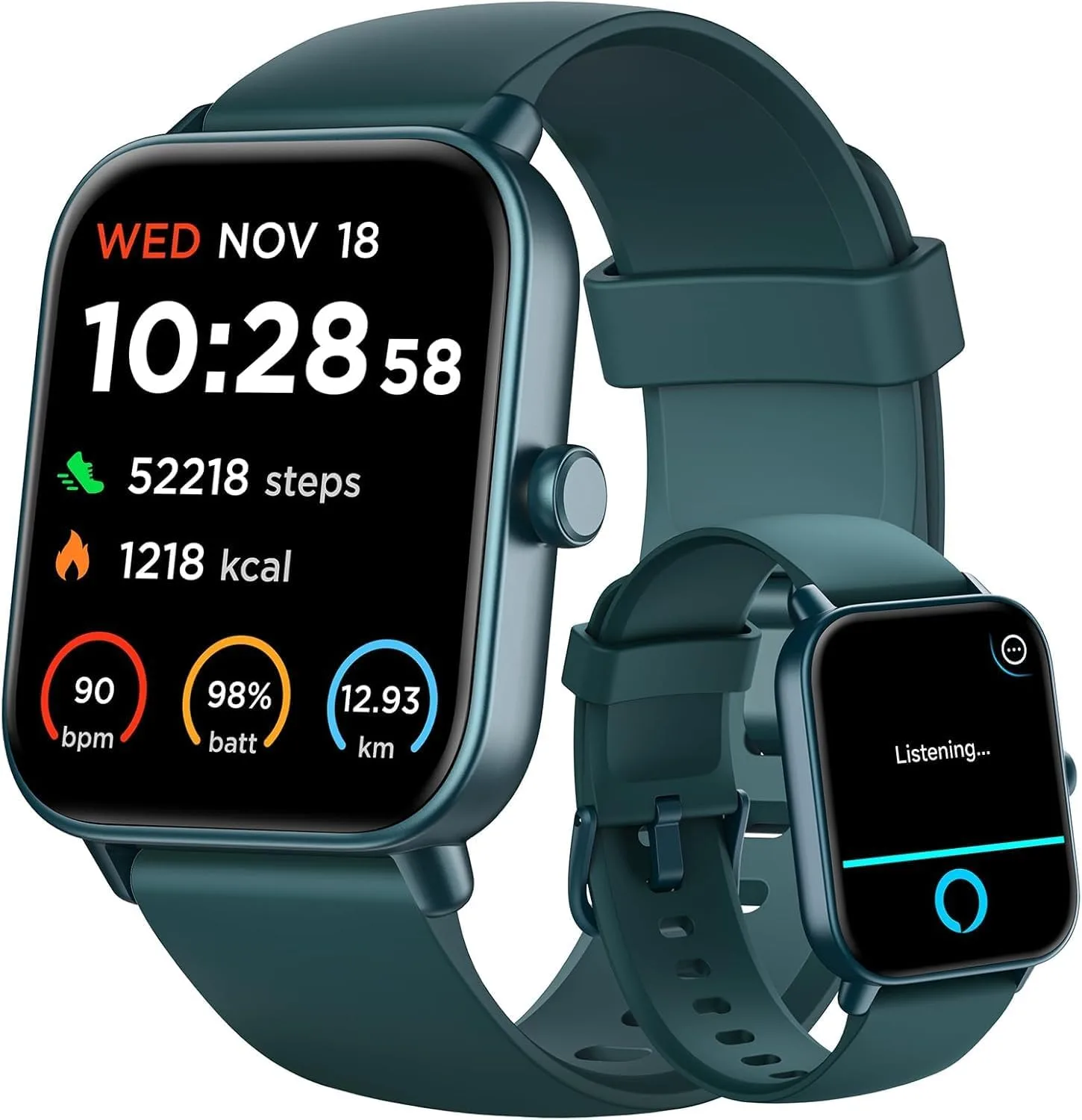 Smartwatch Gydom IDW19 para mujer Android iPhone Alexa integrado 1.8" monitor de ritmo cardíaco SpO2 sueño IP68 verde oscuro