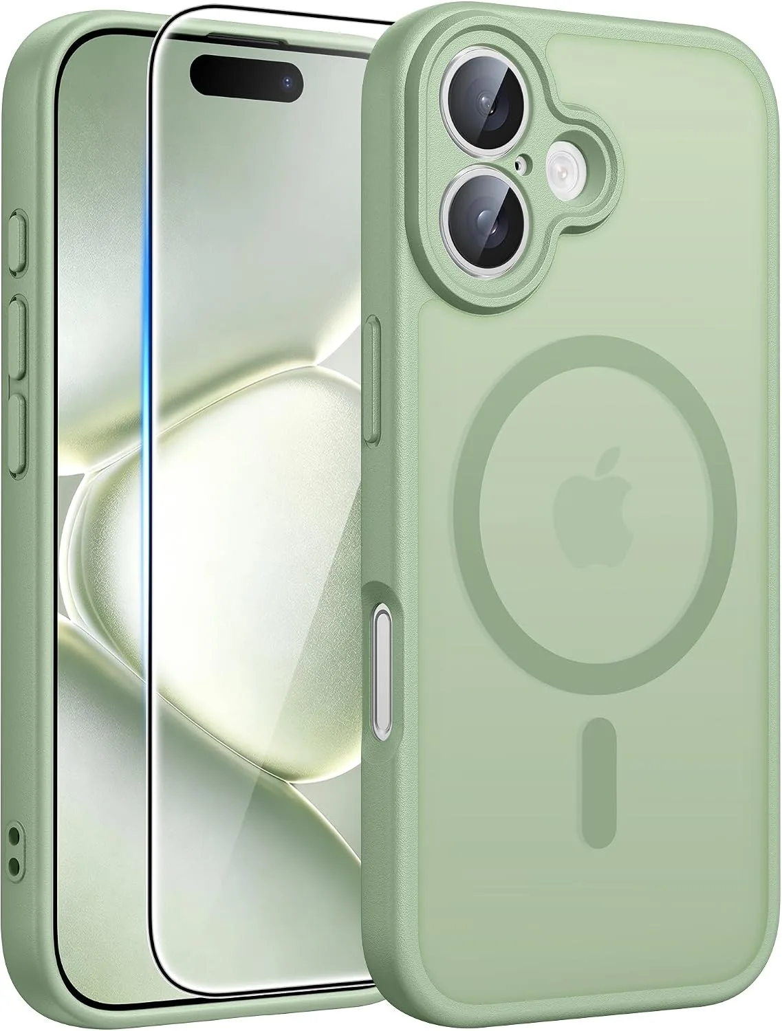 FNTCASE for iPhone 16 Case Fit for MagSafe Light Green