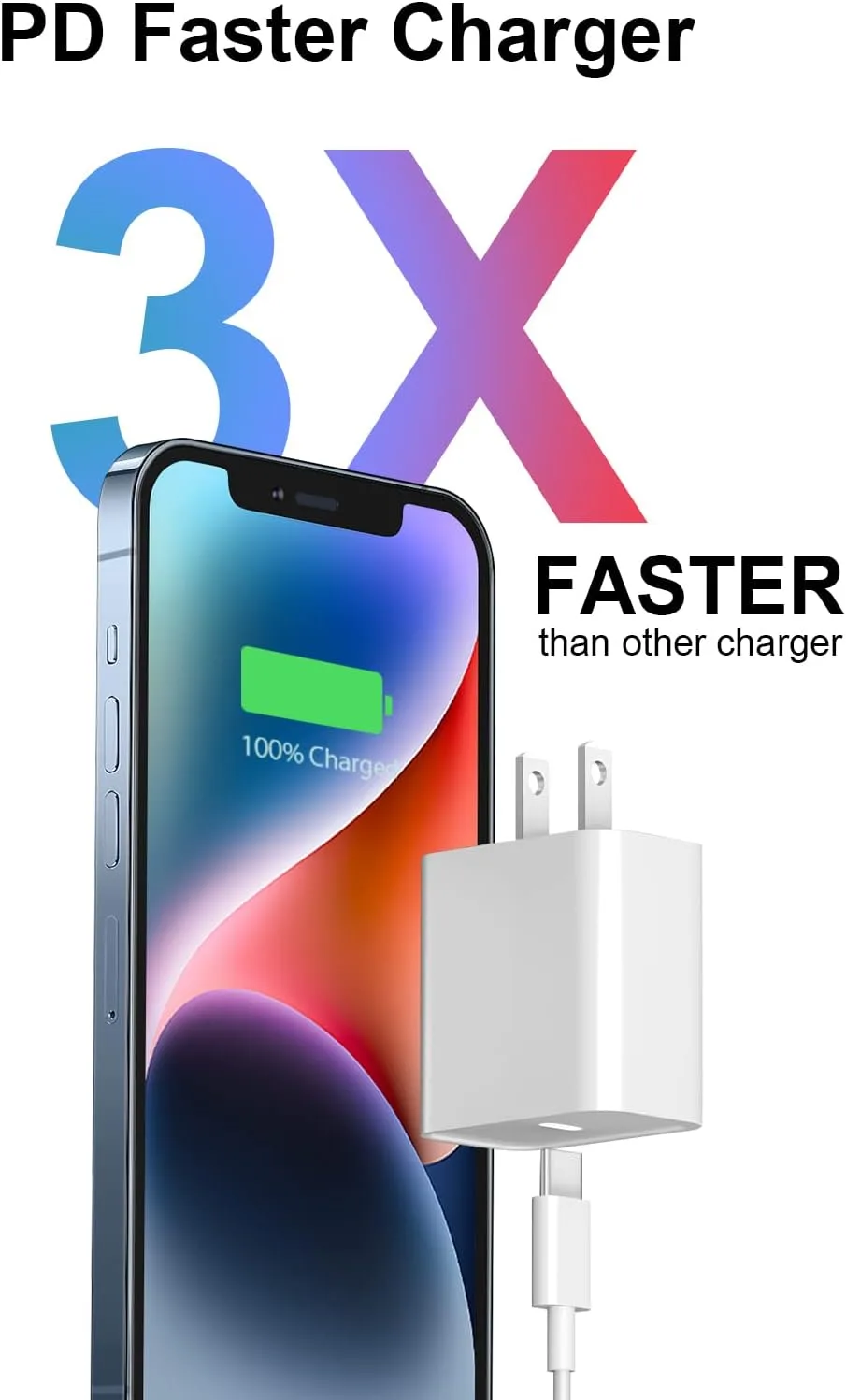 10FT iPhone 14 13 12 11 Charger 20W USB C Charger Block with Cable [2 Pack]