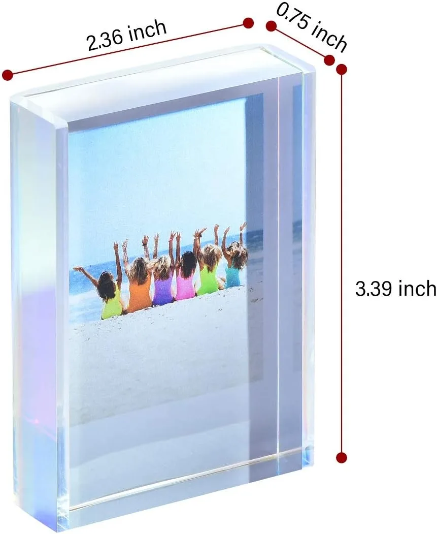 Instax Mini Picture Frames for Polaroid & Fujifilm Instax Mini Camera/ Printer Film, 2x3 Cute Polaroid Photo Frame, Tabletop Small Picture Display Holder for Instant Photo, Iridescent Acrylic, 3 Pack