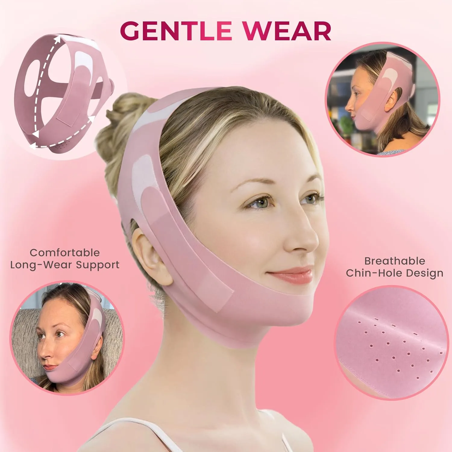 V-Line Chin Up Mask – V Shaped Face lift mask for Double Chin Reducer, Jawline Shaper Chin Strap for Sleeping Adjustable Face Slimmer for Women