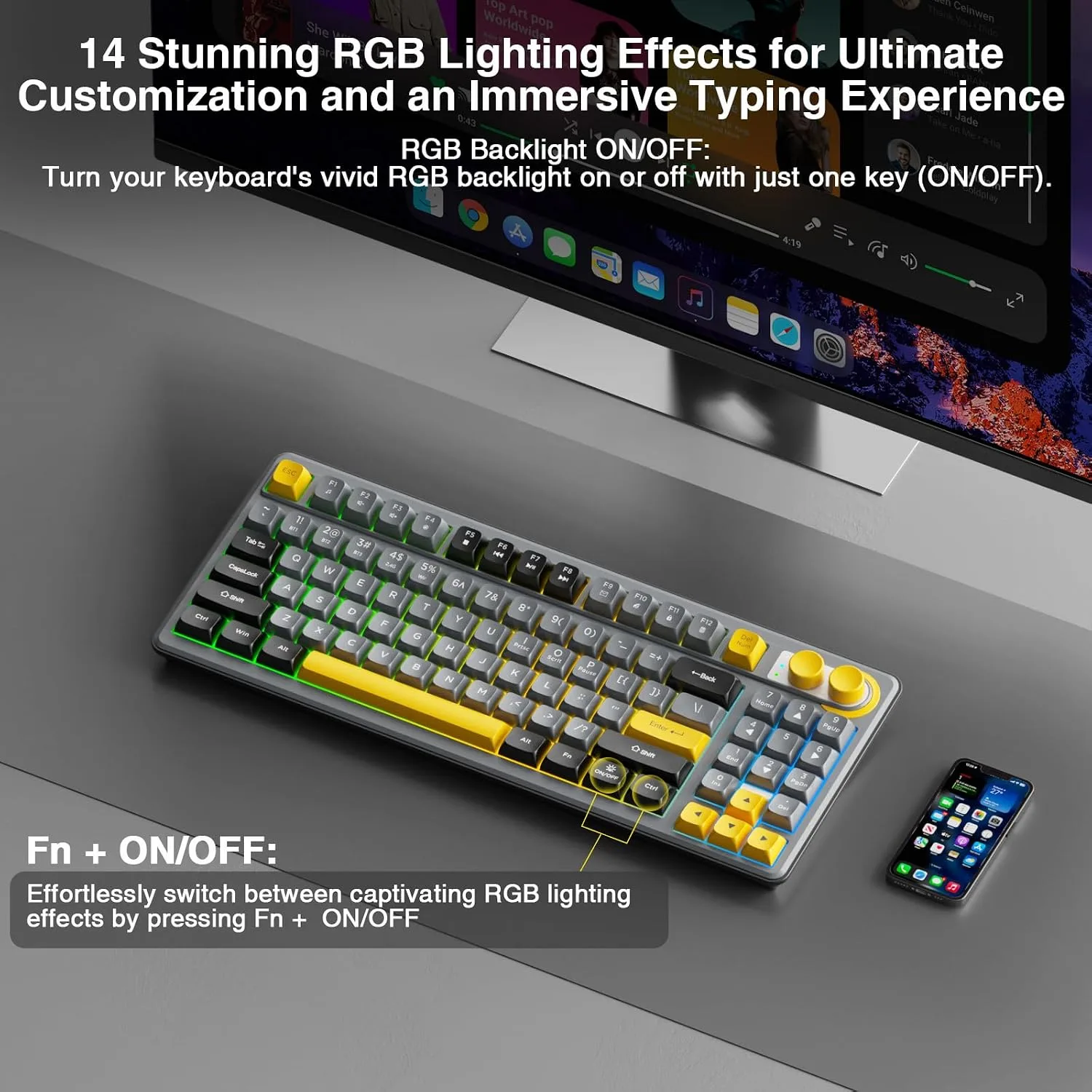 SOLAKAKA SK90 75% Wireless Gaming Keyboard with Media Knob & Number Pad