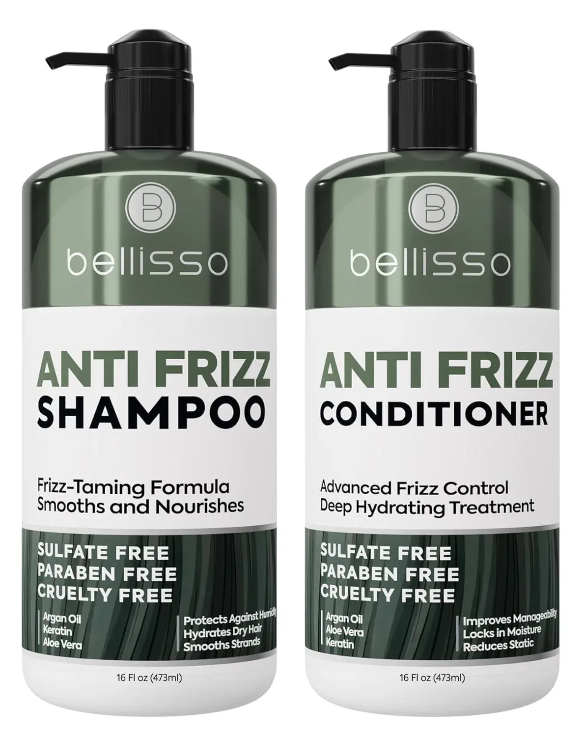 Set de Shampoo y Acondicionador Bellisso Anti Frizz Sin Sulfatos 16 Fl Oz
