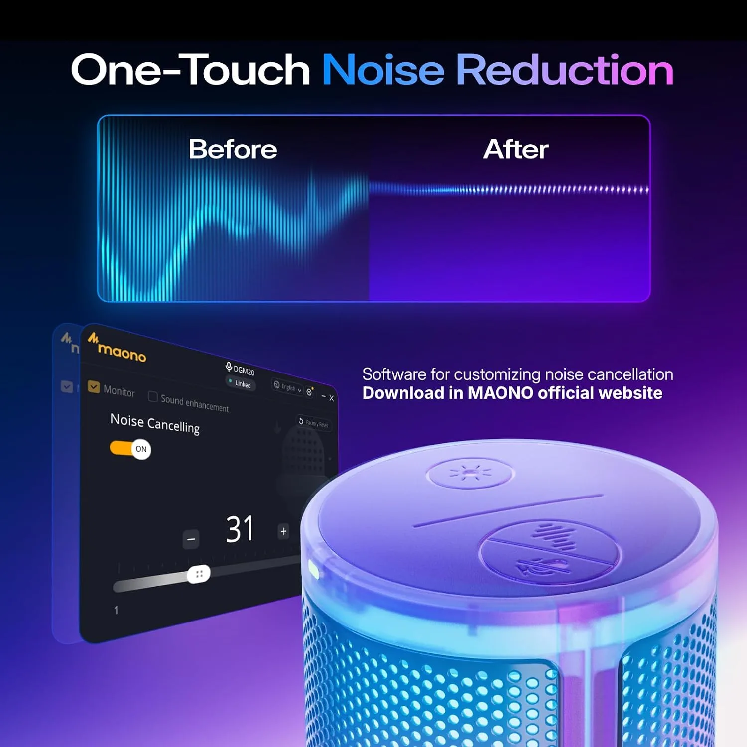 MAONO DGM20S USB Microphone for PC with Clear Voice & Noise Reduction