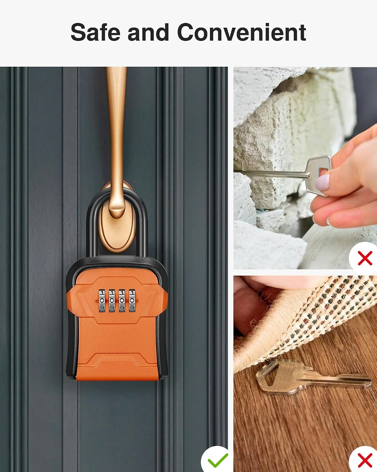Puroma Key Lock Box for House Keys Combination Lockbox with Code, 1 Orange