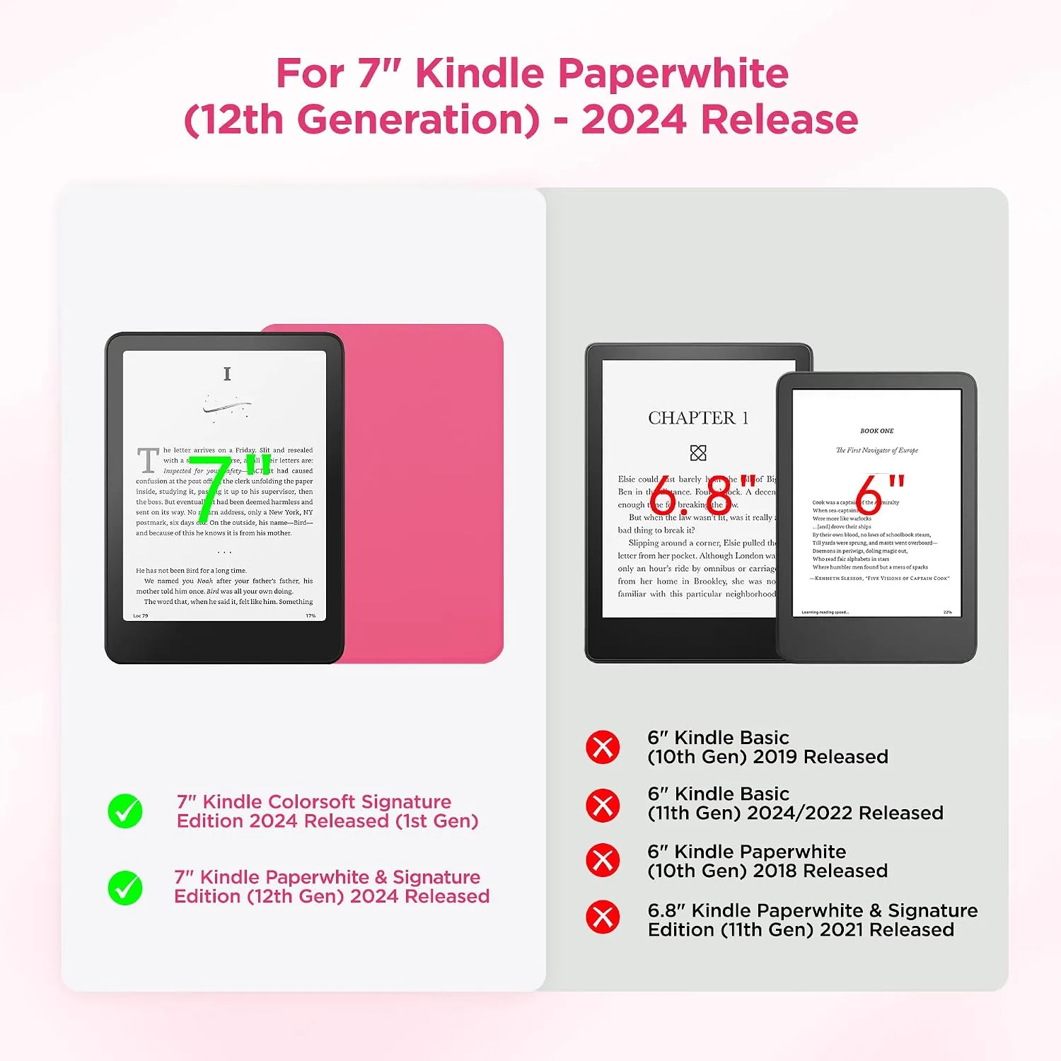 SESENSE Magnetic Case for 7'' Kindle Paperwhite 12th Gen 2024 & Colorsoft
