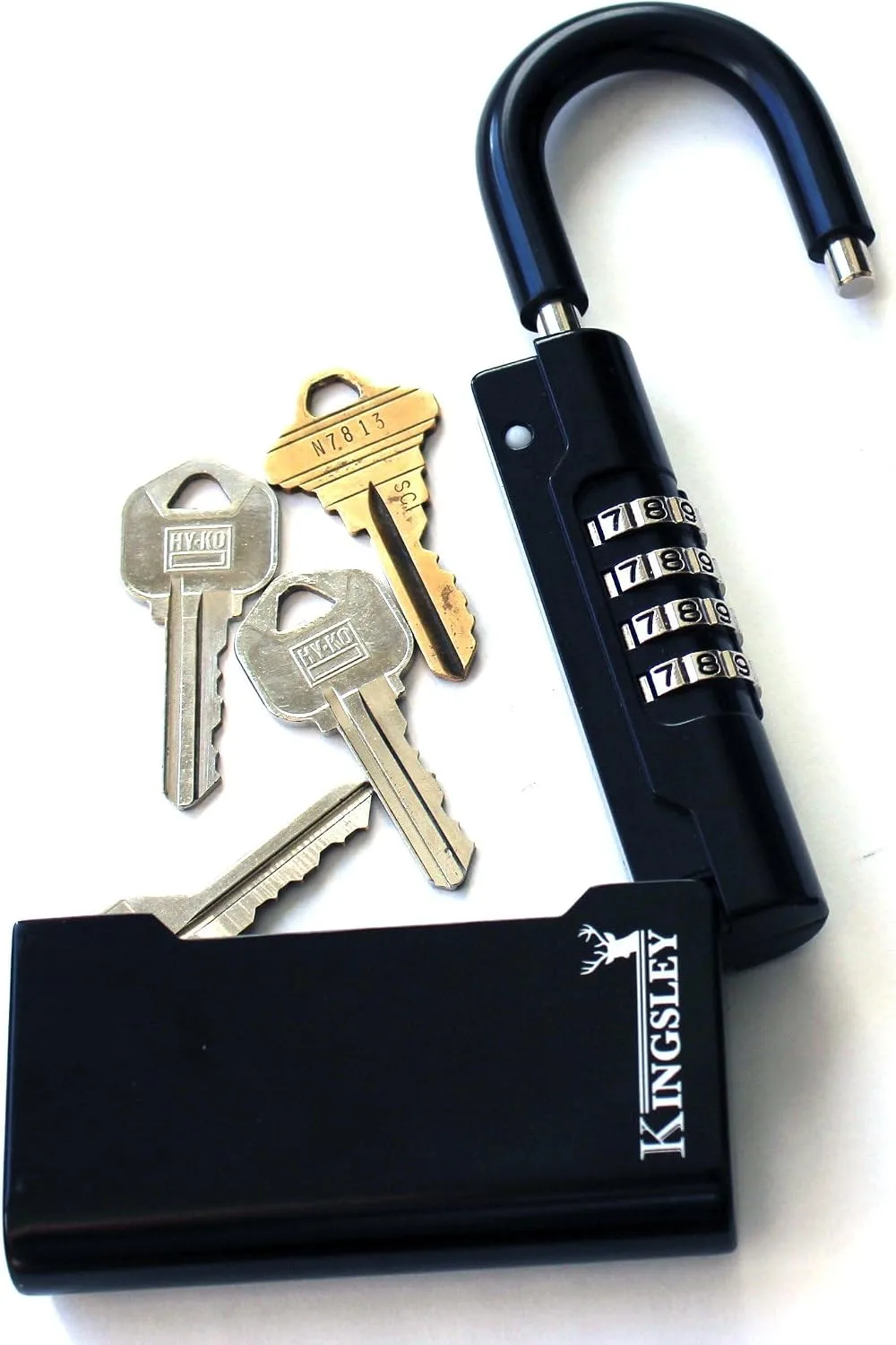 Caja organizadora Kingsley Guard-a-Key negra con combinación portátil para llaves
