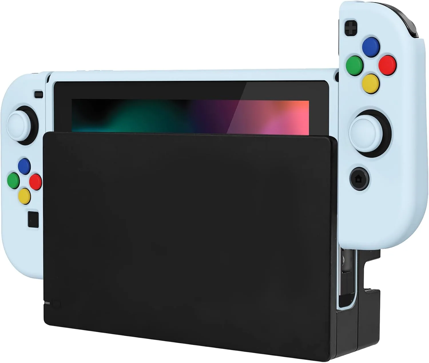 playvital ZealProtect Soft Protective Case for Nintendo Switch, Flexible Joycon Cover Slim Cover for Nintendo Switch with Screen Protector & Thumb Grips & Direction Button Caps - Sky Blue