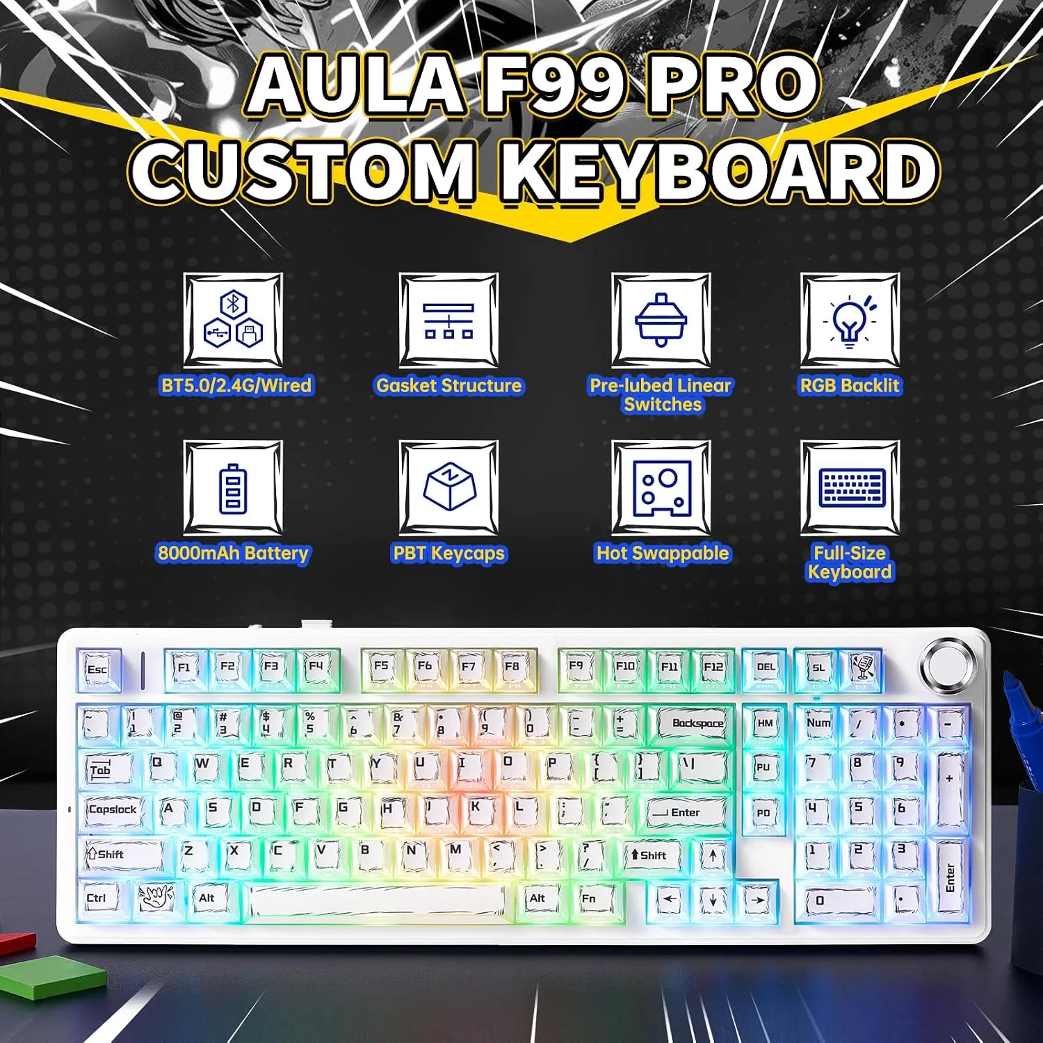 LEOBOG X Aula Wireless Mechanical Keyboard 8000mAh Creamy Gaming Keyboards
