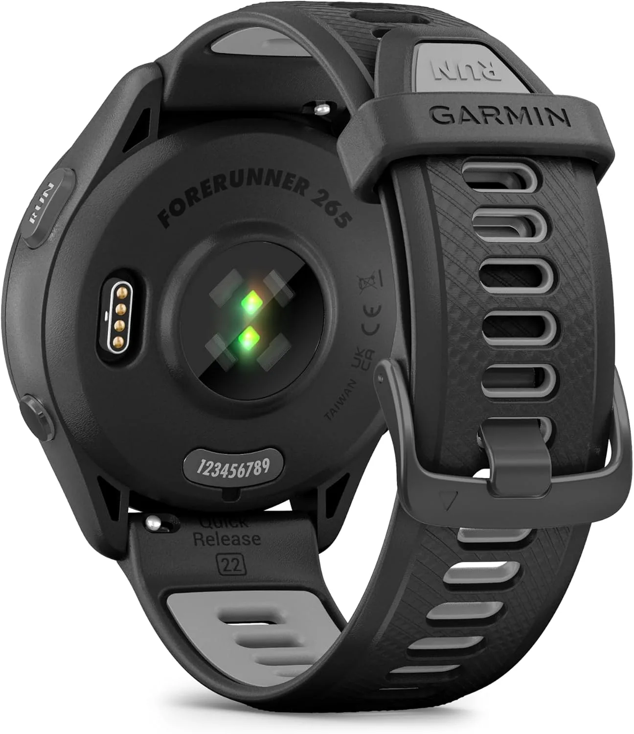 Garmin Forerunner® 265, Running Smartwatch, 46mm, Black/Powder Gray