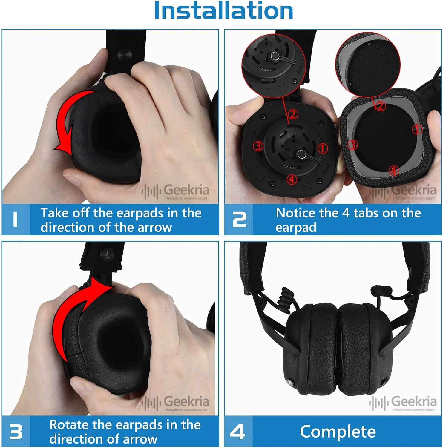 Geekria Replacement Ear Pads for Marshall Major III Wired, Major III Bluetooth Wireless, MID ANC Headphones Ear Cushions, Repair Parts (Brown)