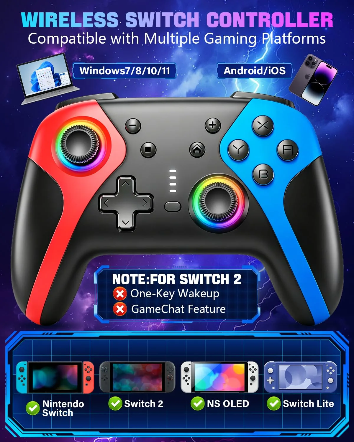 GaloDrmy Wireless Switch Controllers for Nintendo Switch/OLED/Lite/Switch 2