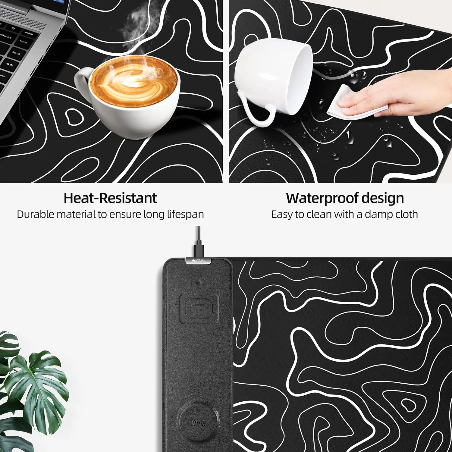 Magnetic Wireless Charging Mouse Pad, 31.5"x15.8" XXL Desk Mat