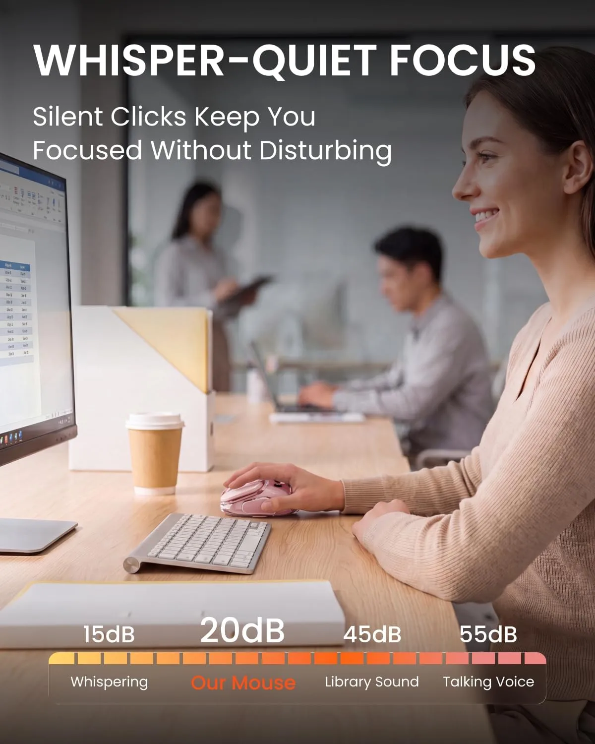 Wireless Bluetooth Mouse, Rechargeable, Clear, Silent Click for Small Hand