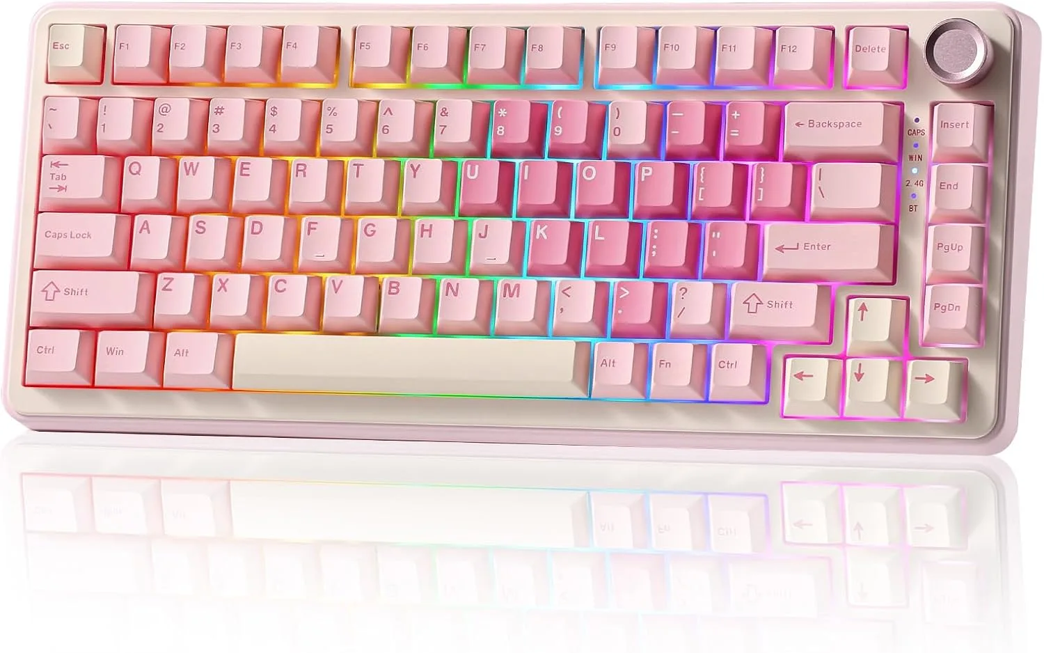Teclado Gamer Mecánico Inalámbrico Yunzii B75 PRO 75% Rosa Cocoa Cream V2
