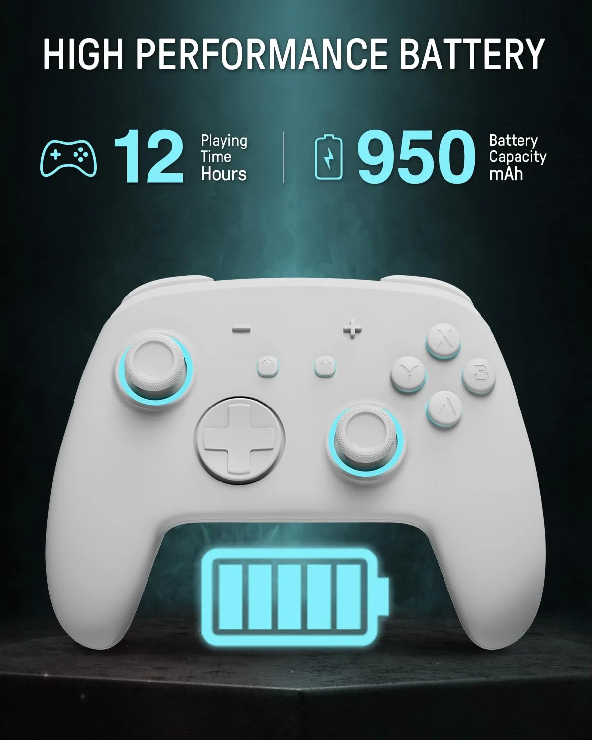 Switch Pro Controller Wireless Compatible with Nintendo Switch 2/OLED/Lite, Hall Effect Switch Controllers, Firefly Bluetooth Remote Gamepad Control with RGB 7 LED Colors/Turbo/Motion/Paddle - White