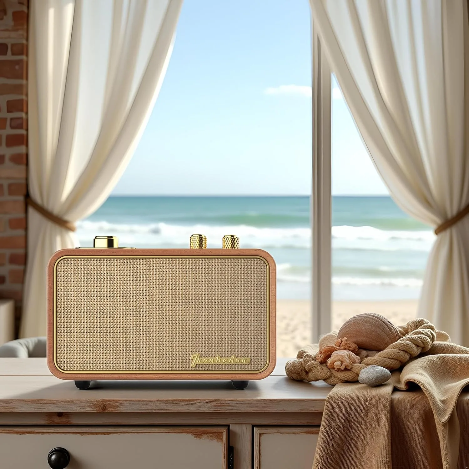 Portable Bluetooth Speaker-AM FM Retro Radio Wireless, Retro Wood