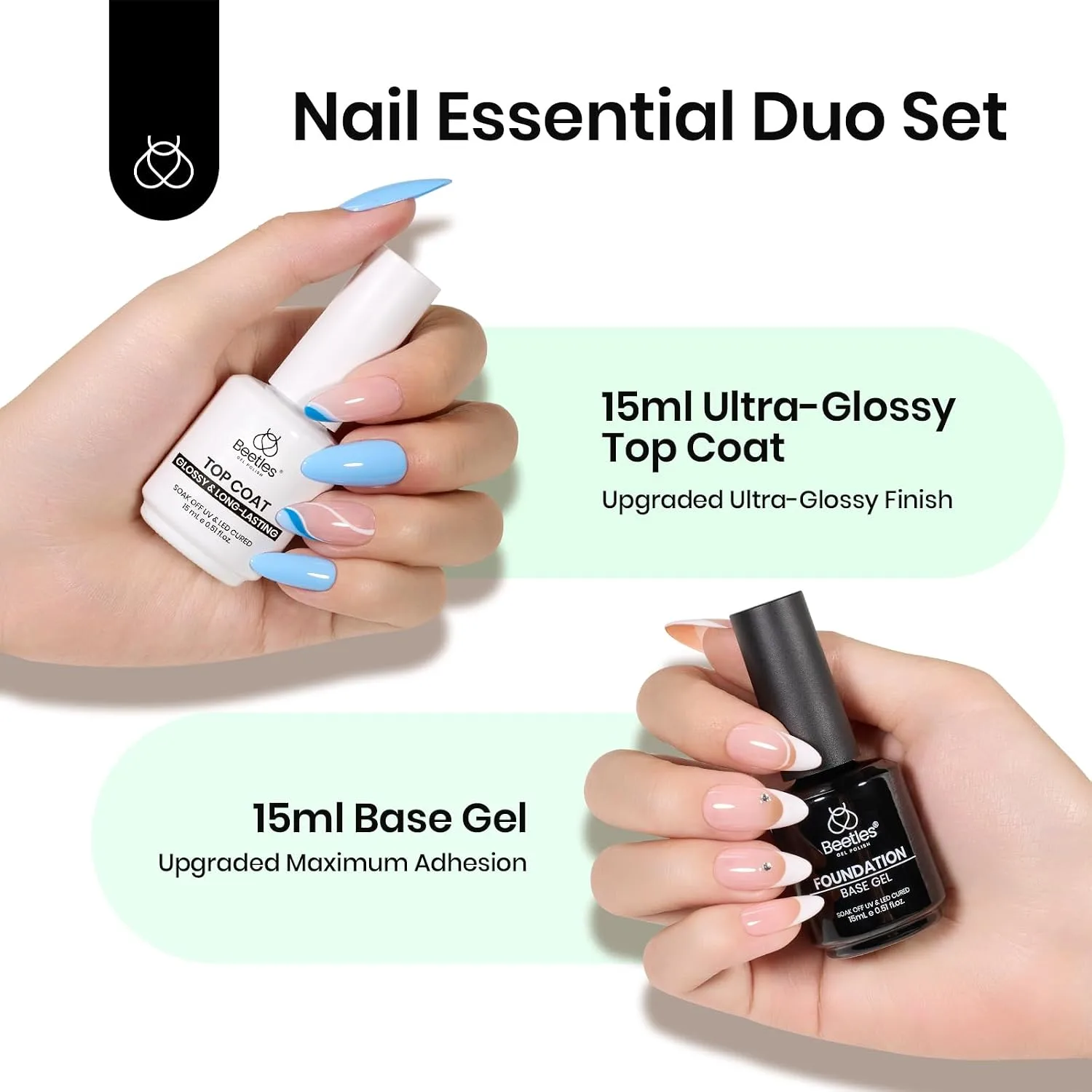 Beetles Gel Base and Top Coat 2Pcs 15 ml Upgrade Set