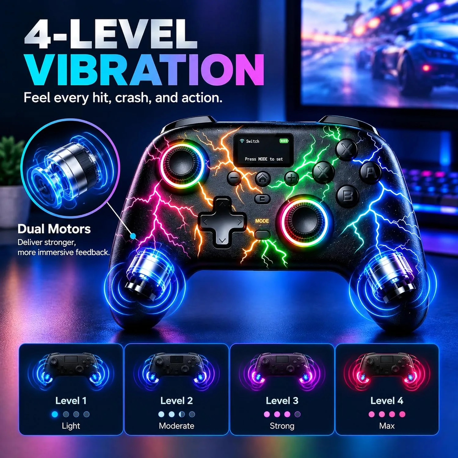 Exilapsire Wireless Controller for PC/Switch/Switch 2/iOS/Android, Black