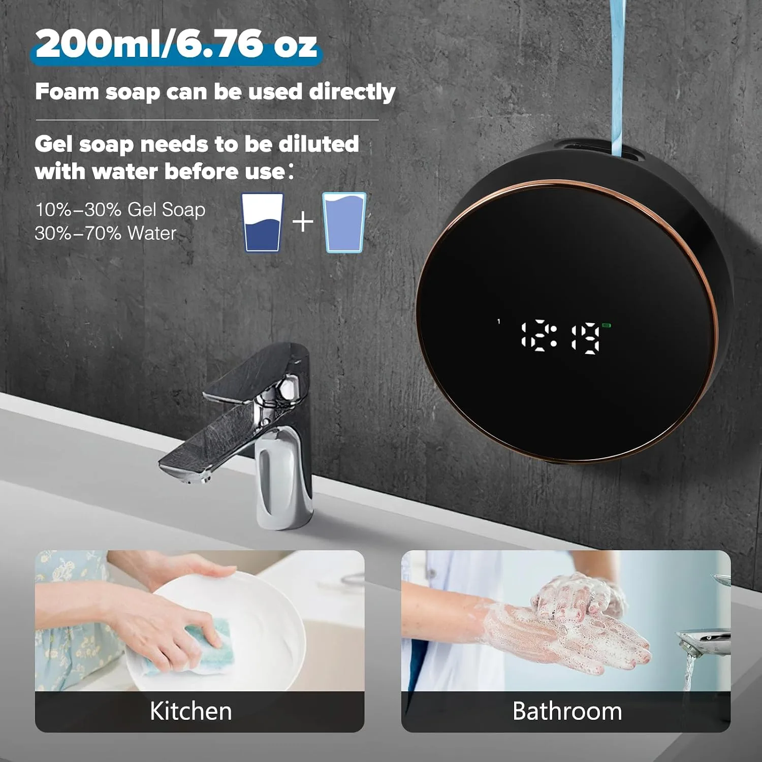 Monstake Automatic Soap Dispenser, Touchless Rechargeable Wall Mount