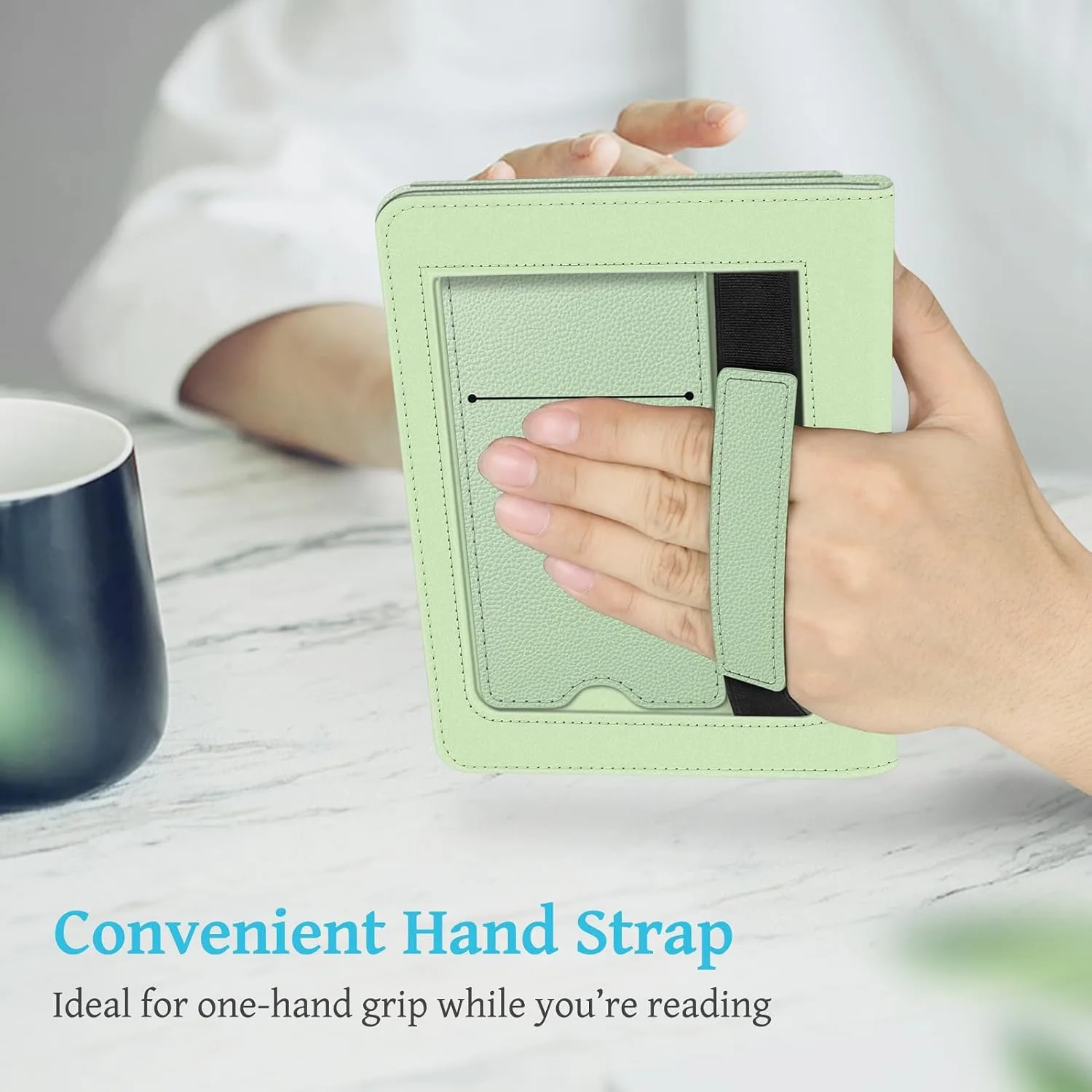 Fintie Stand Case for 6" All-New Kindle (11th Generation-2024/2022 Release) - PU Leather Cover with Auto Sleep/Wake Card Slot & Hand Strap for Kindle 2024/2022 11th Generation e-Reader, Mint Green