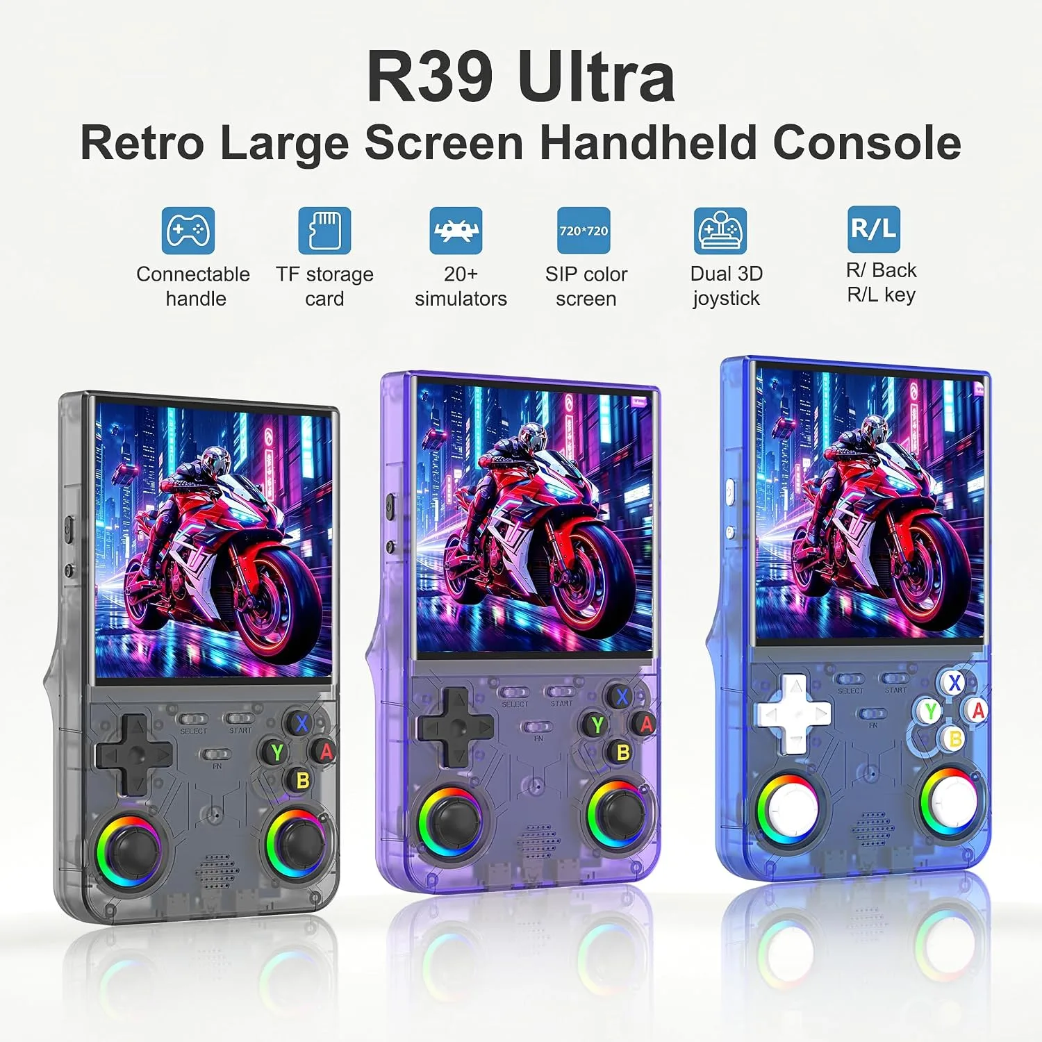 Retro Handheld Game Console, 4.0 Inch 720P IPS Screen,20+ Emulators,Blue