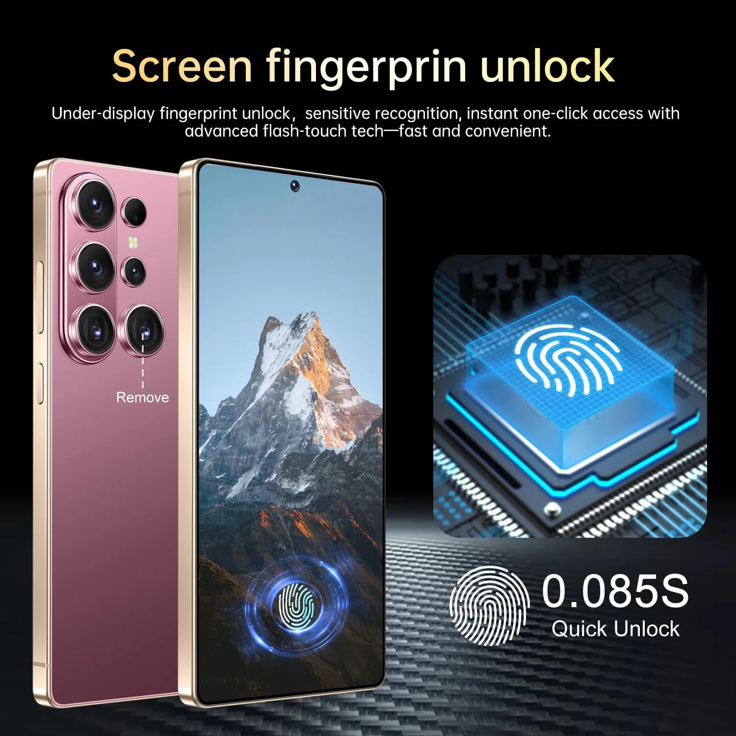 Huness 26Ultra Unlocked Cell Phone,Built in Pen,16+1TB Unlocked Phone, Android 15 Battery 7000mAh 6.99" HD Screen Smartphone, 5G/Face ID/Fingerprint Lock/Dual SIM/GPS (Rose Gold)