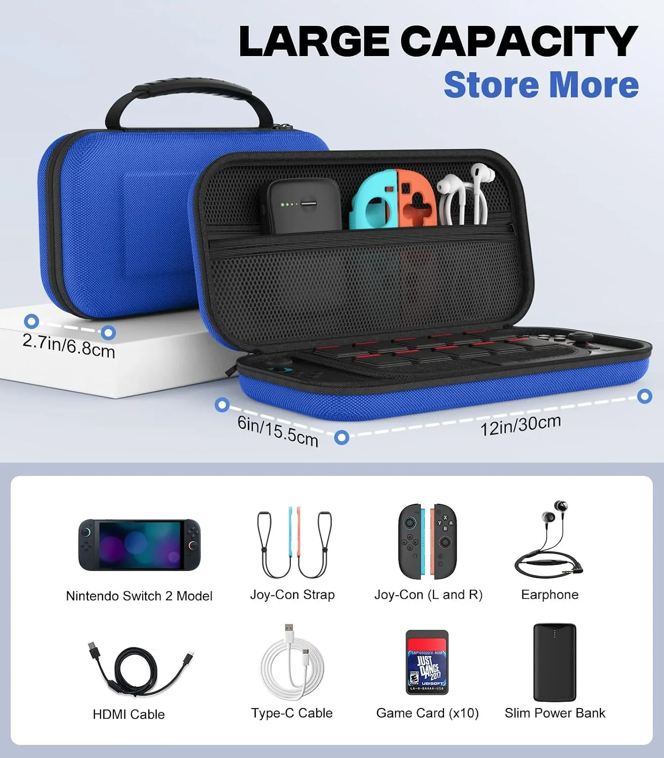 MoKo Carrying Case for Nintendo Switch 2 2025 Holds 10 Cartridges w/Pockets