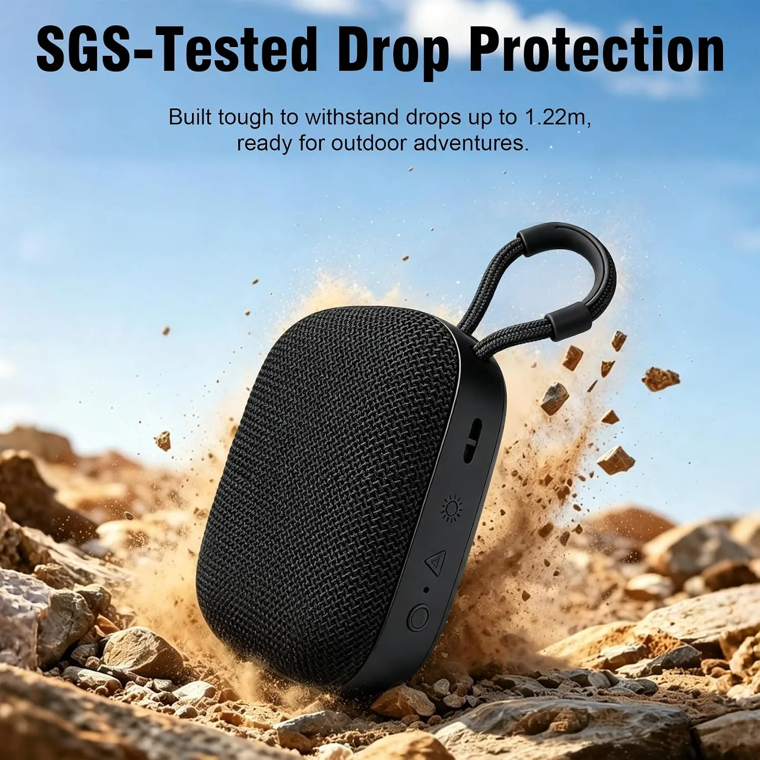 Defunc BEAT5 Portable Bluetooth Speaker, Swedish Scandinavian Design, Bluetooth 6.0, 5W Powerful Sound, IPX7 Waterproof, Ultra-Light 215g, AI App, Drop Resistant, USB-C, Black