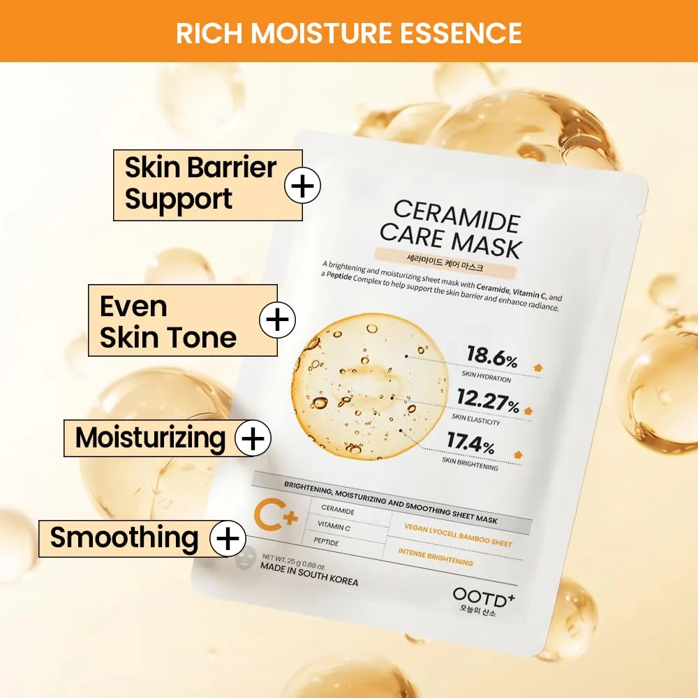 #OOTD Ceramide Face Sheet Mask (10-Pack) | Korean Facial Masks Skincare