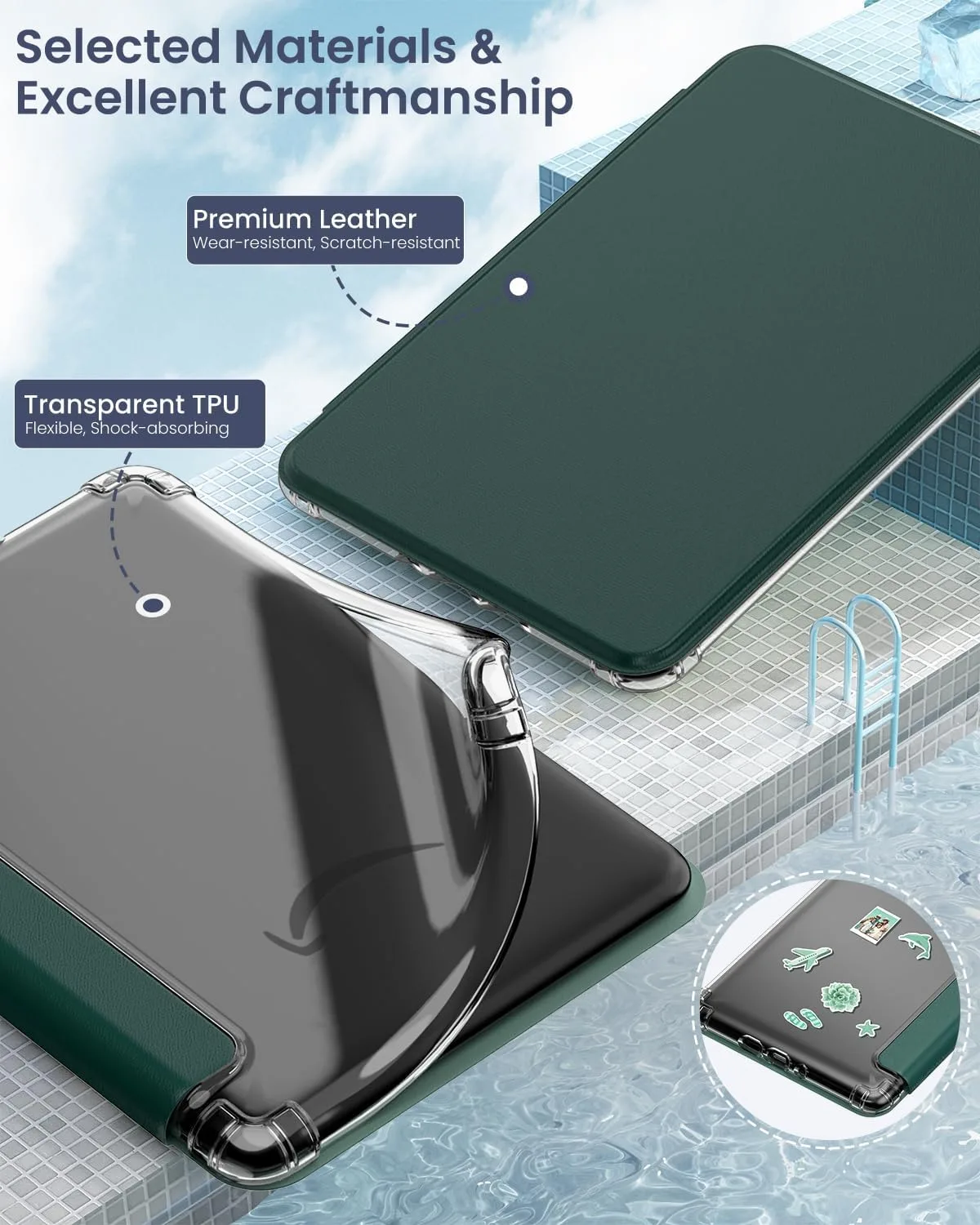 MoKo Case for Kindle Paperwhite 12th Gen & Colorsoft 2024, Midnight Green