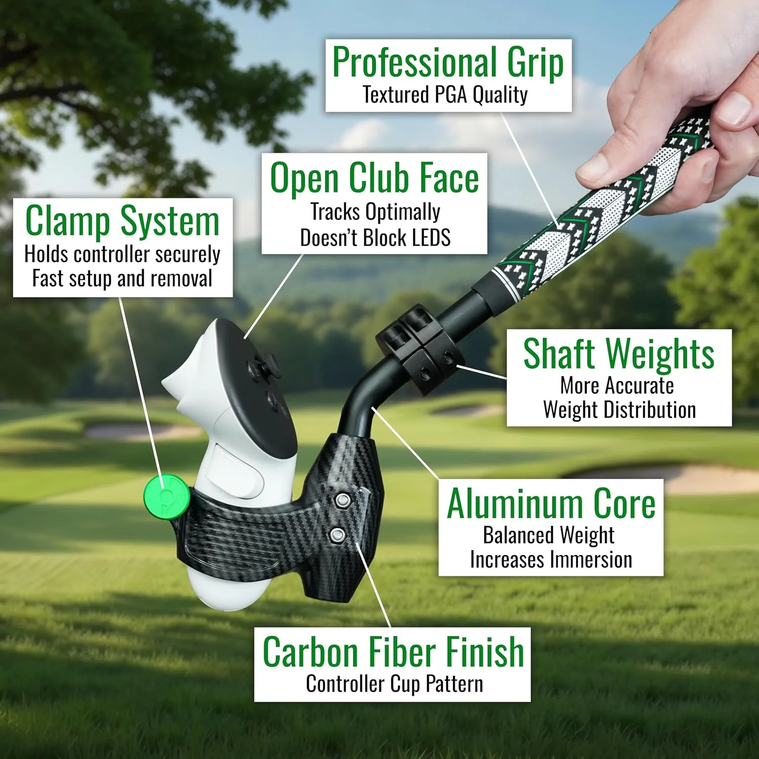 DeadEyeVR - DriVR Ace - Golf Club for Quest - Realistic VR Golf Simulator Handle - Weighted VR Golf Club Grip for Enhanced Play