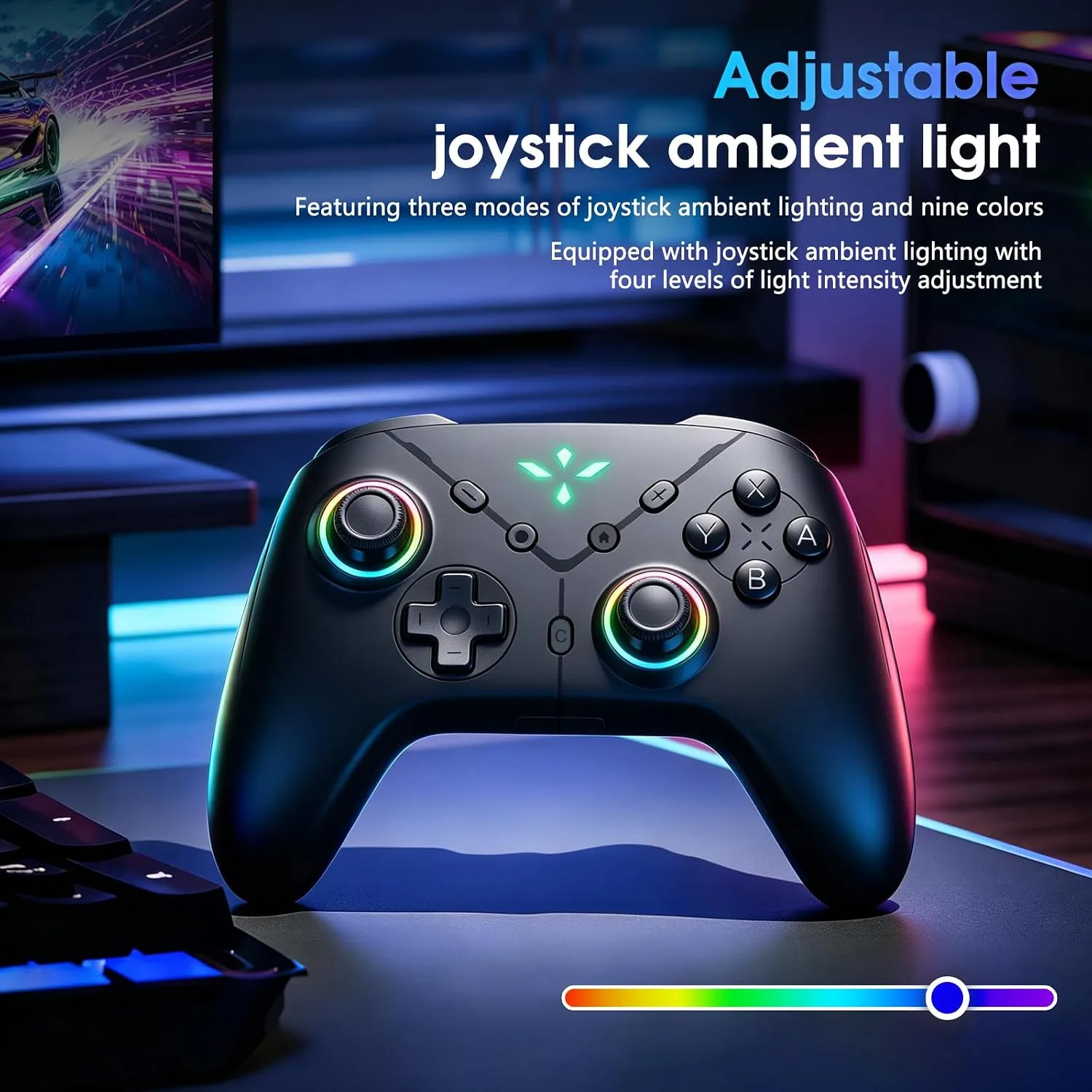 TEFELE TFEFLE Switch 2 Controller, Wireless Bluetooth 5.3 Pro Gamepad with C Button for GameChat, 9-Axis Gyro, Macro Programming, Turbo, 4-Level Vibration & LED Light, 3.5mm Audio Jack