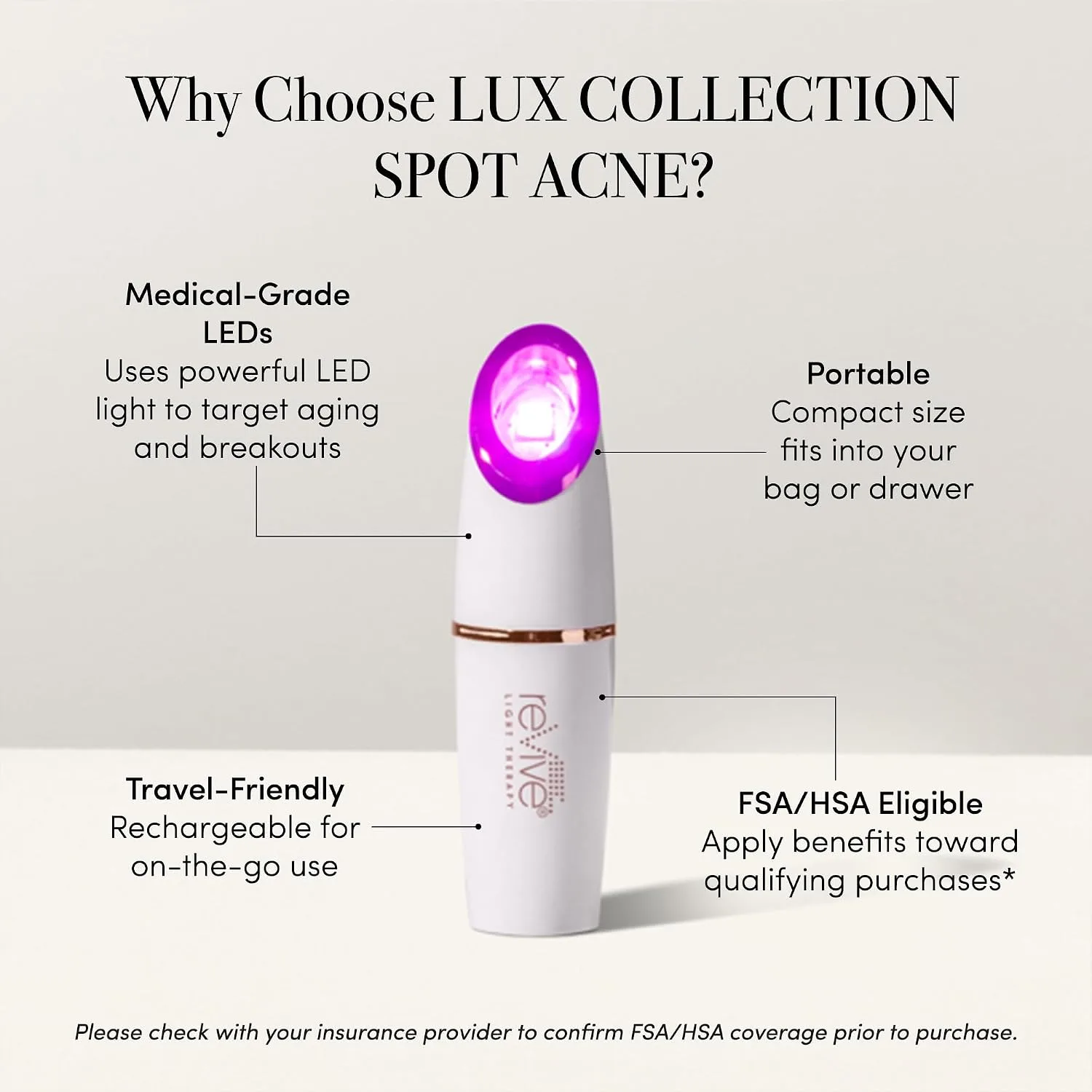 reVive Light Therapy Lux Collection Spot Acne Device, White