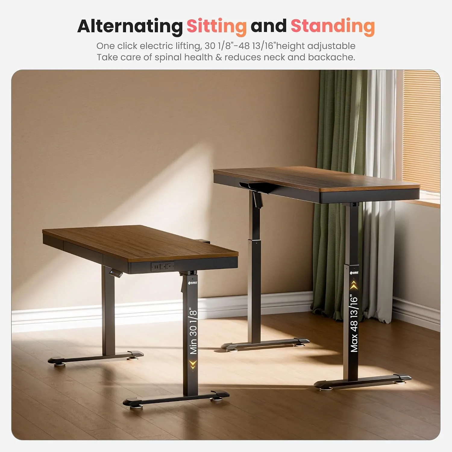 EUREKA ERGONOMIC Electric Standing Desk with Drawer, 55 Inch, Walnut Finish