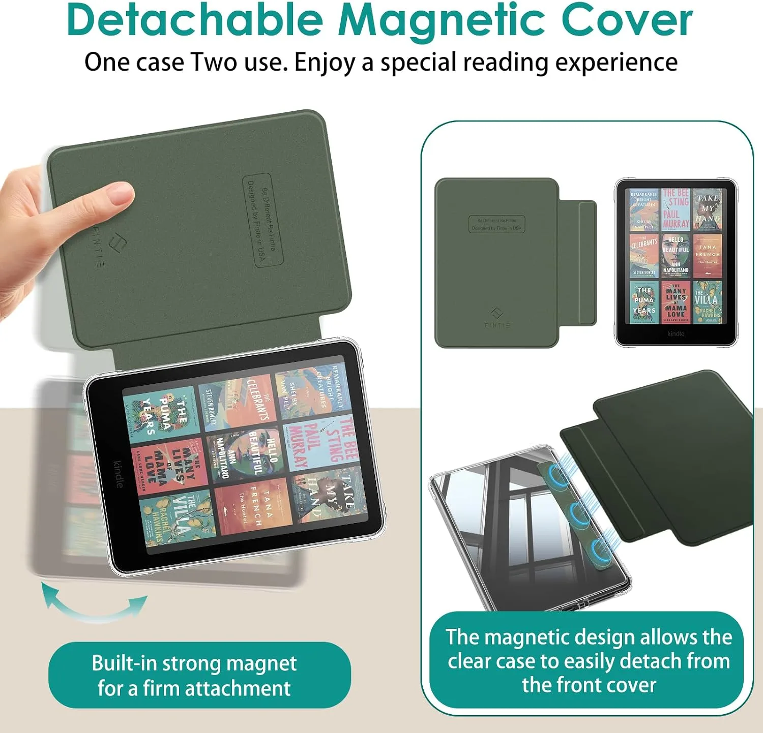 Fintie Detachable Case for Kindle Paperwhite 12th Gen 2024/Kindle Colorsoft