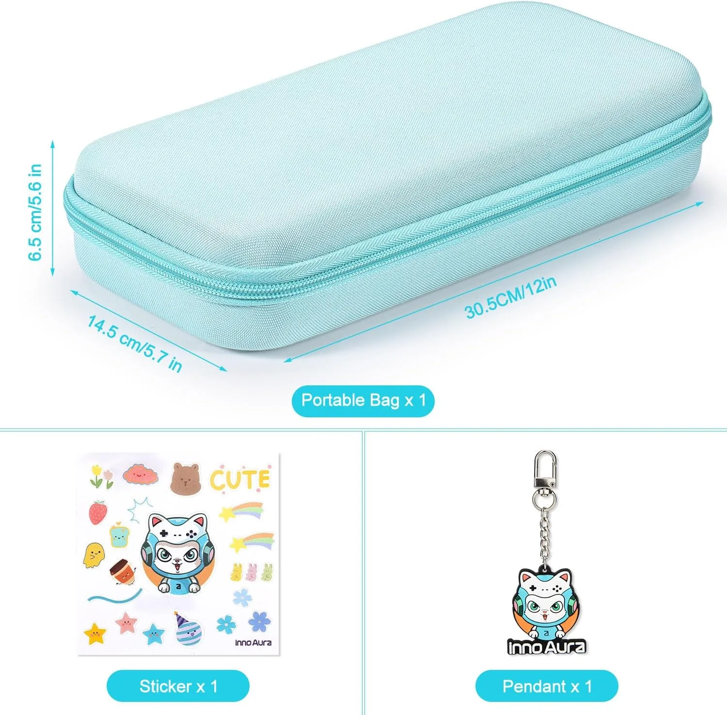 innoAura Switch 2 Carrying Case for NS Switch 2 (2025), with 9 Game Card Slots, Protective Travel Storage Case, Cute Pendant and Sticker, Blue