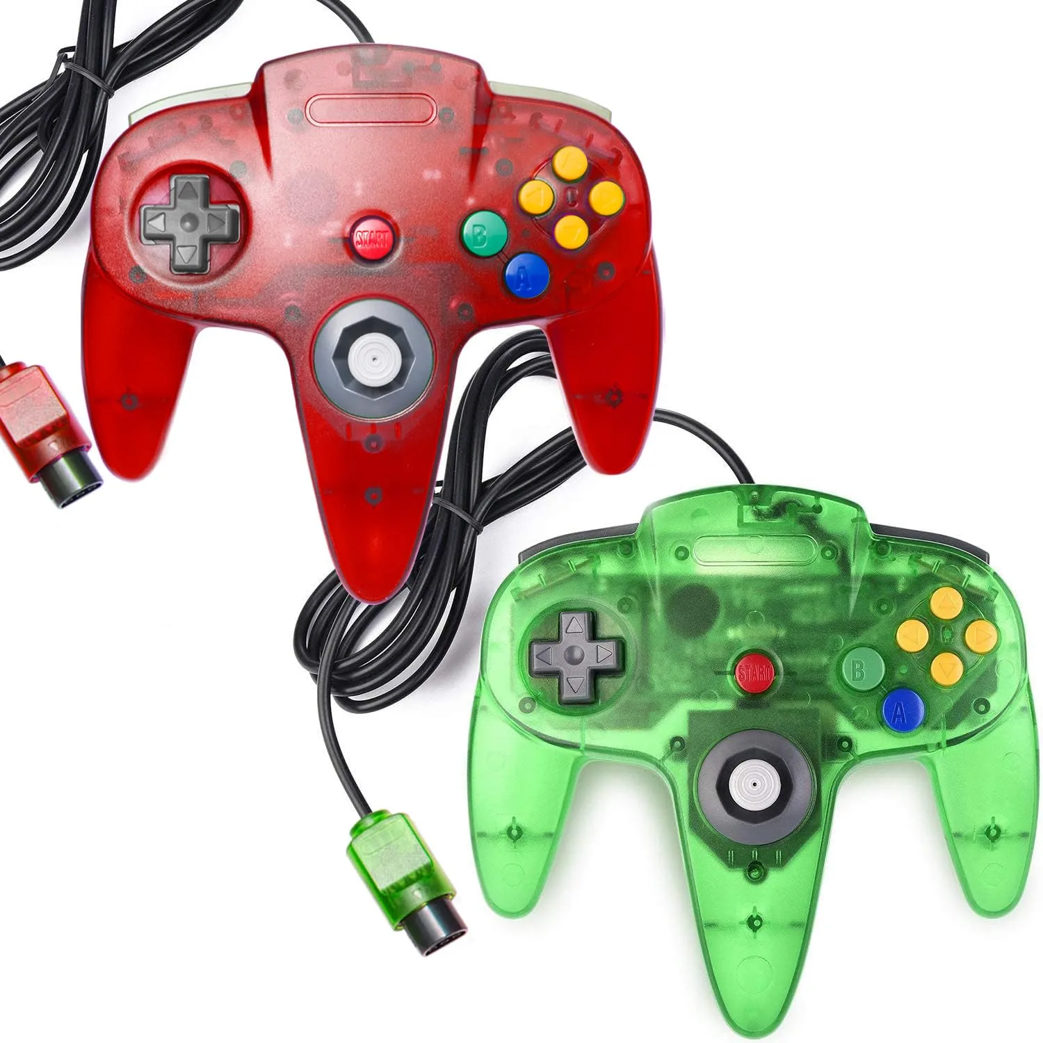 miadore 2 Packs Classic 64 Wired Controller Joystick for N64 Video Game System N64 Console (Jungle Green and Red)