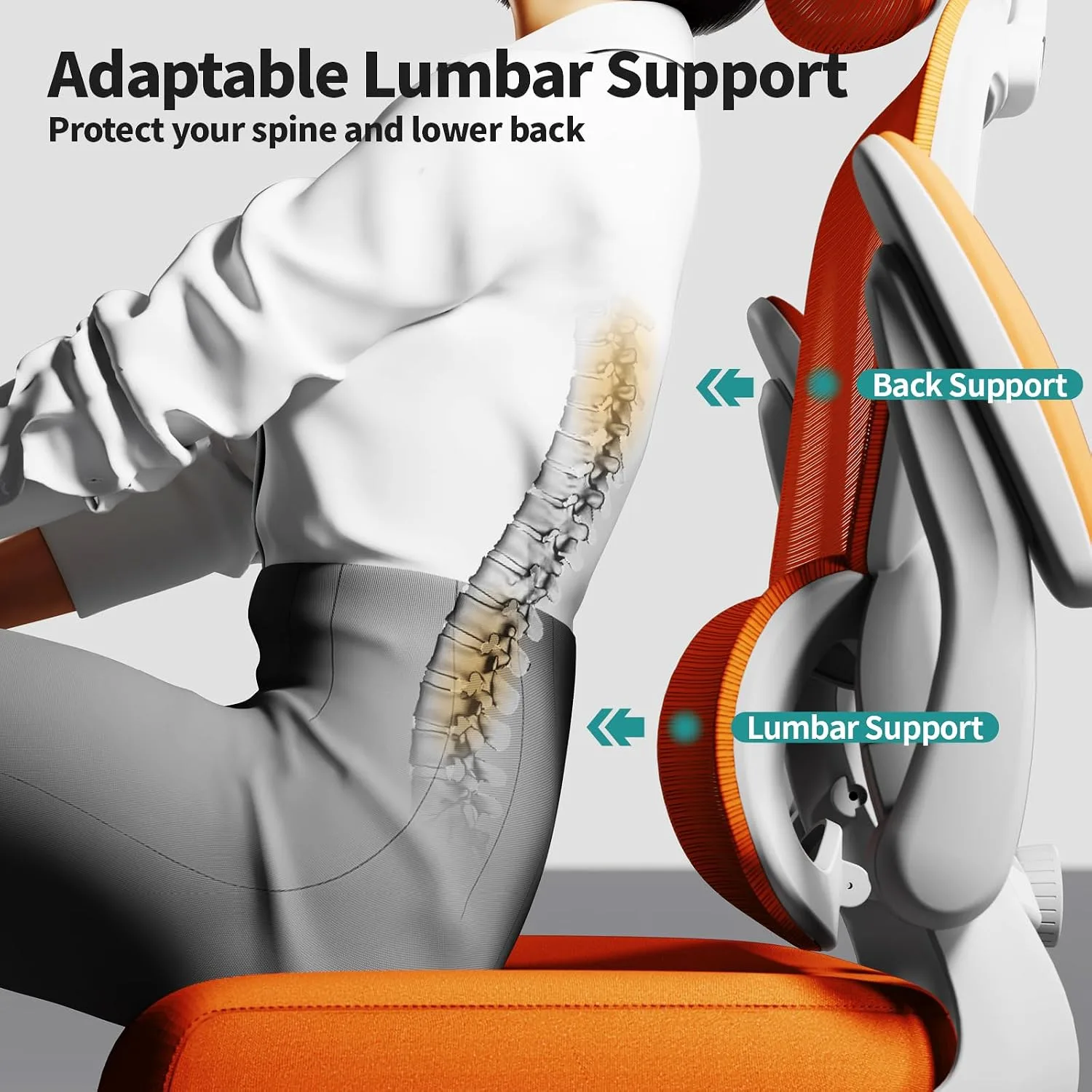 TRALT Office Chair Ergonomic Desk Chair with Lumbar Support Orange, 1