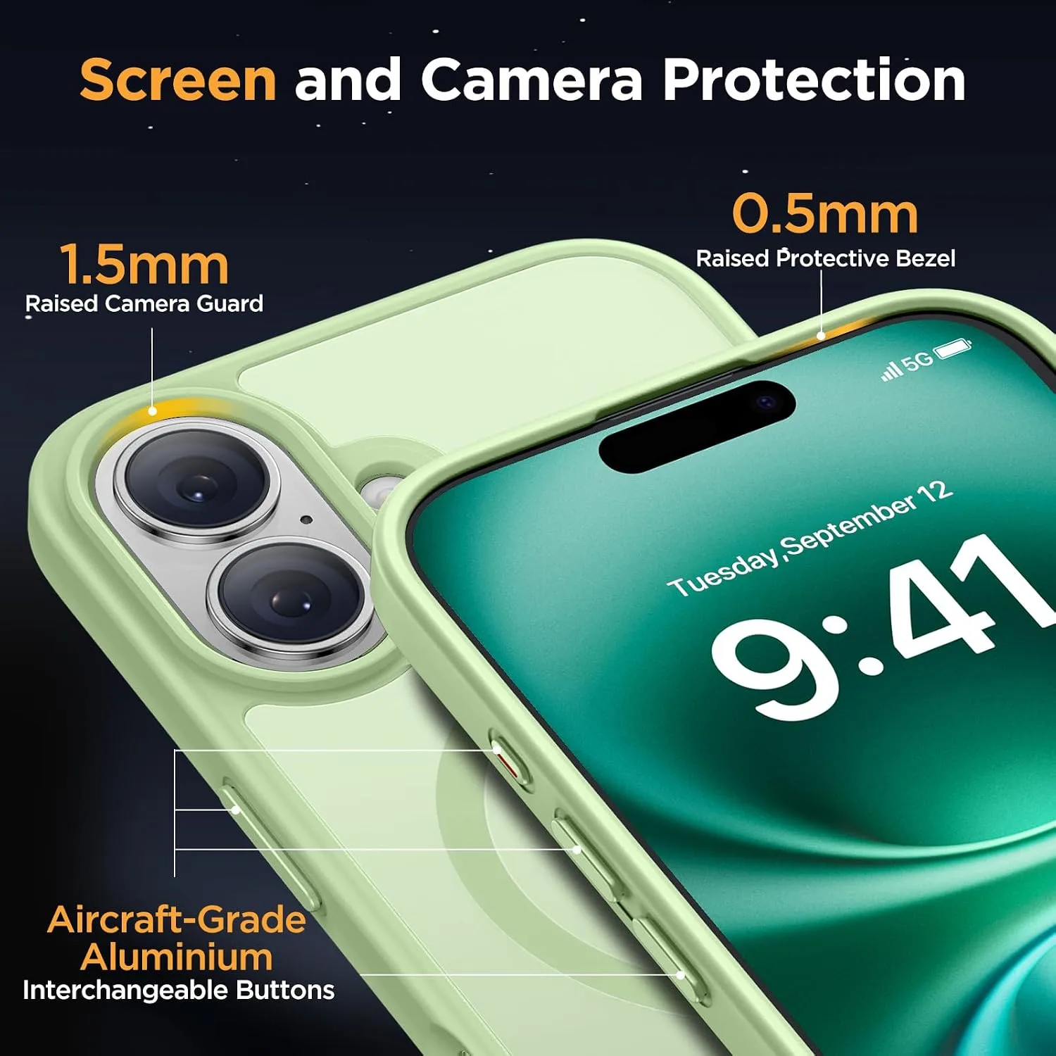 Miracase Magnetic Series for iPhone 16 Case [Compatible with MagSafe] Military-Grade Protection, Anti-Fingerprint, Slim Phone Case for iPhone 16 6.1 inch - Matcha Green