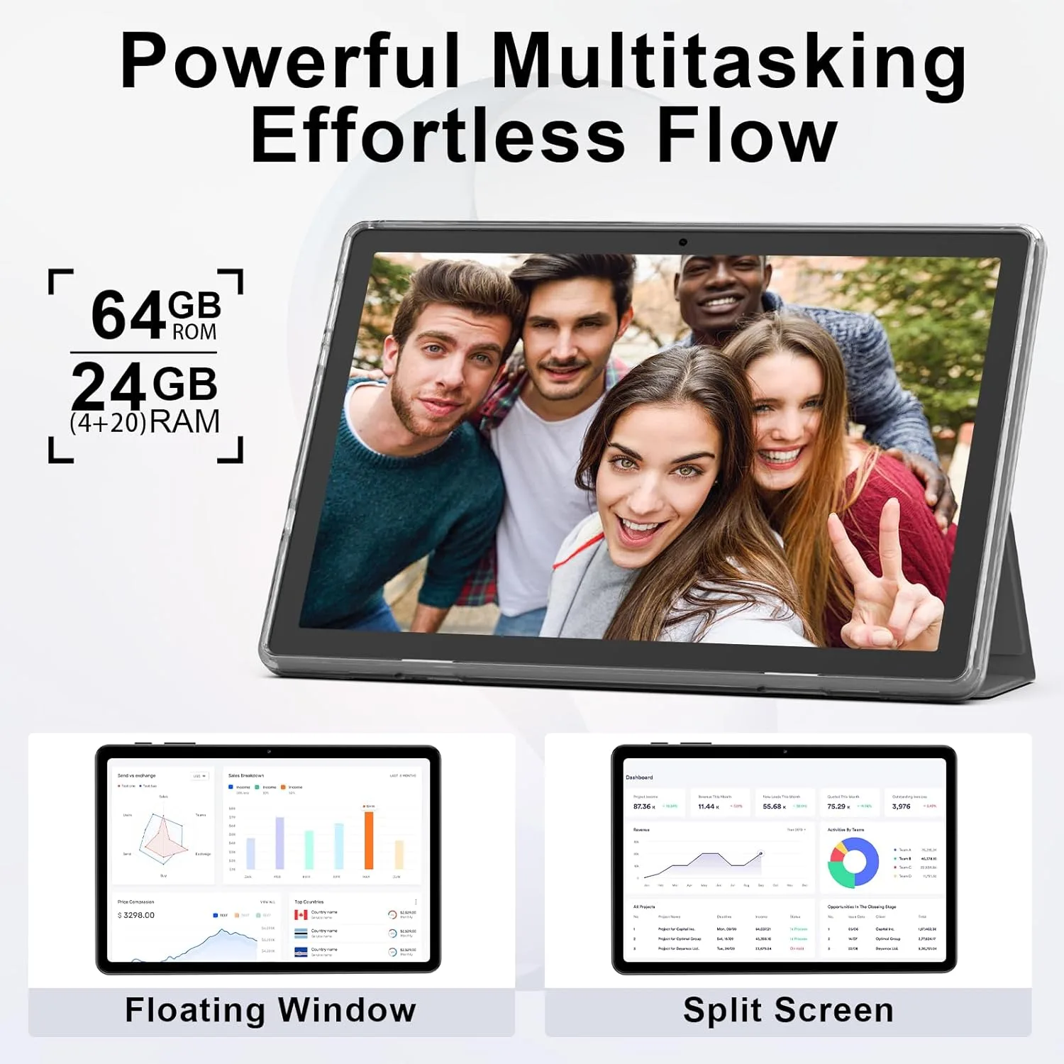 Android 16 Tablet, 10 Inch Tablet with Octa-Core, 24GB RAM 64GB ROM 2TB Expand, Gemini AI, 6000mAh, WiFi, GPS, Dual Camera, BT 5.0, 2 in 1 Tablets PC with Keyboard, Case, Mouse, Stylus (Brown)